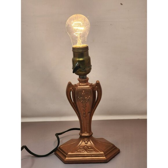 Vintage Metal Art Deco‎ Table Lamp With Metal Socket & Cord - Picture 1 of 16